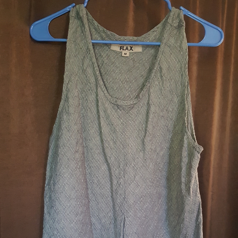 Flax Gray Textured 100% Linen Tunic Tank Top M i